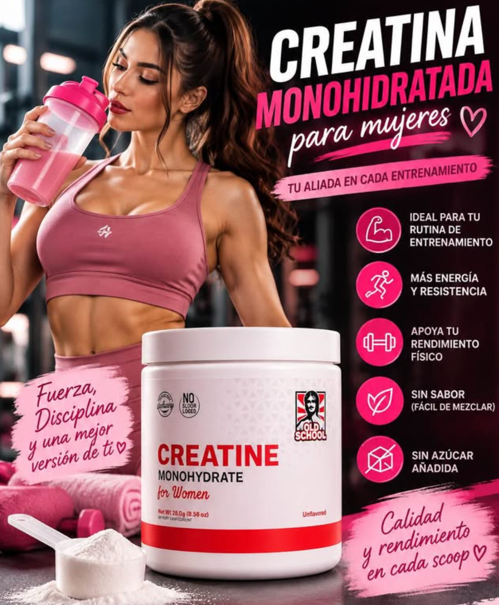 Creatina Monohidratada para mujeres - Fuerza, Energía y Rendimiento en cada dosis.