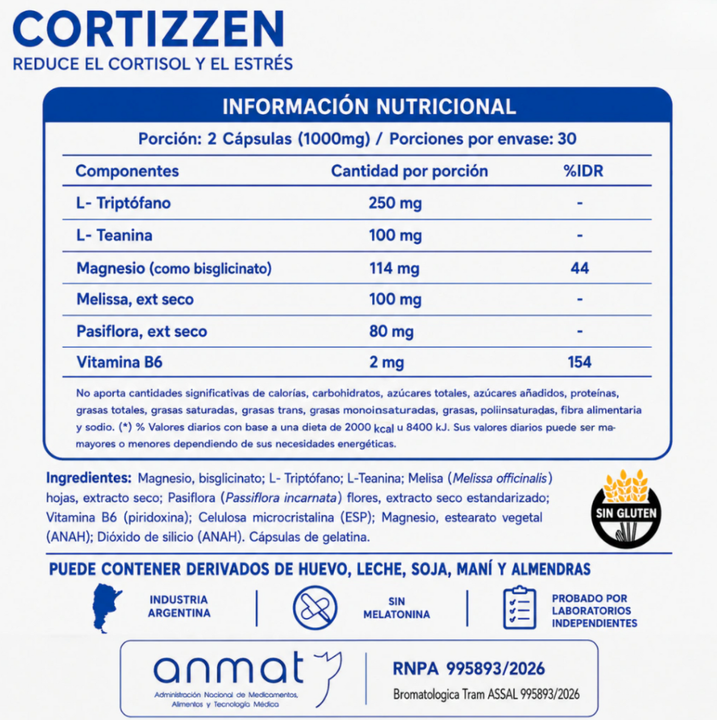 CORTIZZEN | REDUCE LOS NIVELES DE CORTISOL,ESTRÉS, HINCHAZON Y ANSIEDAD