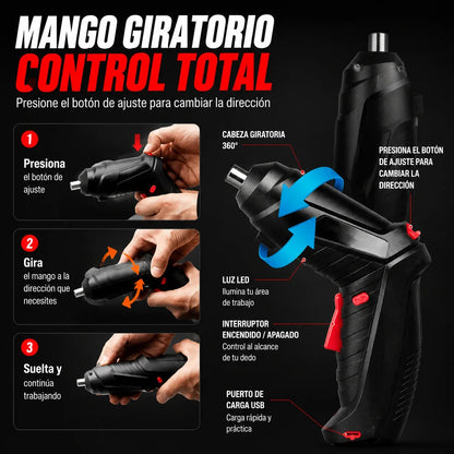 EifMaster® Taladro Destornillador Portátil Alemán + Kit 47 piezas y extensor GRATIS