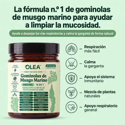 Gominolas de Musgo Marino 16 en 1 Para Eliminar la Mucosidad & Recuperar la Salud Respiratoria