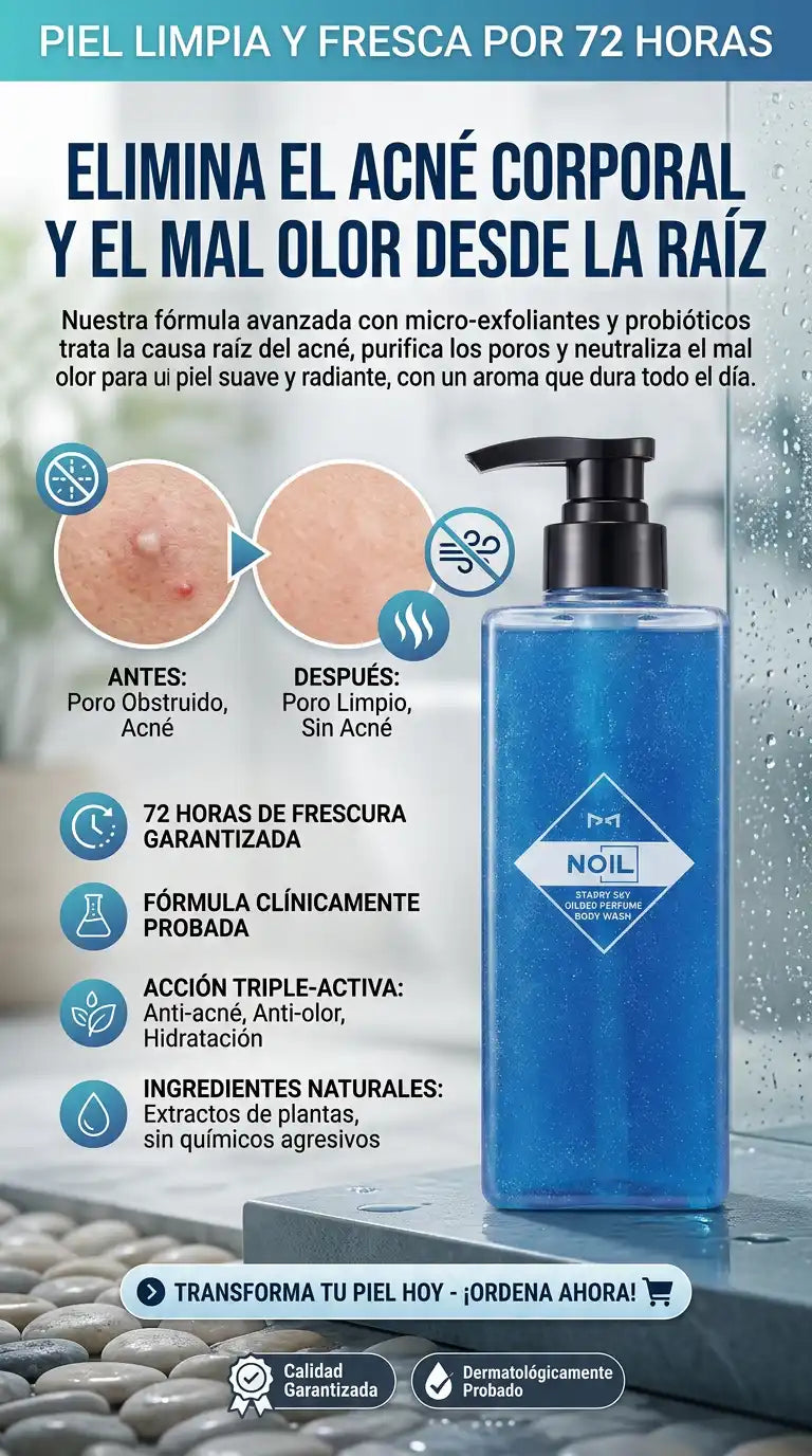 (SUPER 2X1) NOIL Aquablue Body Wash Dual Acid + Probiotics Fights Acne Oil & Itch 72H Scent 400ml Glycolic Gentle Exfoliate Clear Skin