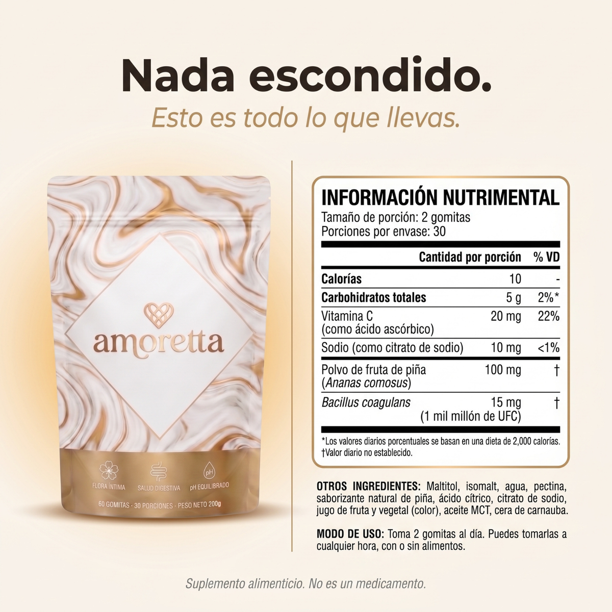 Información nutricional Amoretta