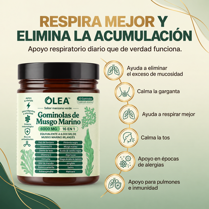 Gominolas de Musgo Marino 16 en 1 Para Eliminar la Mucosidad & Recuperar la Salud Respiratoria