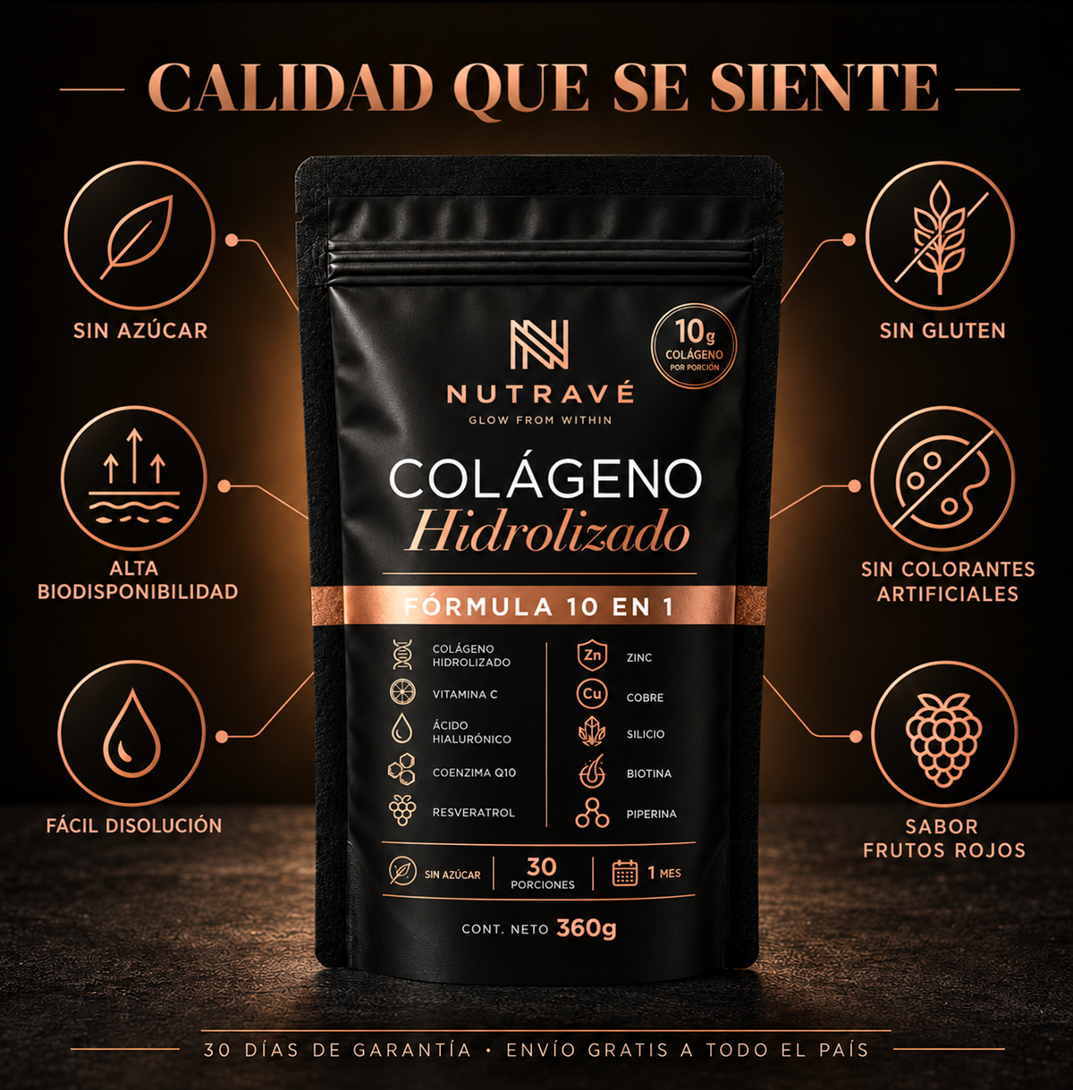NUTRAVÉ – Colágeno Hidrolizado 360gr · 10 en 1