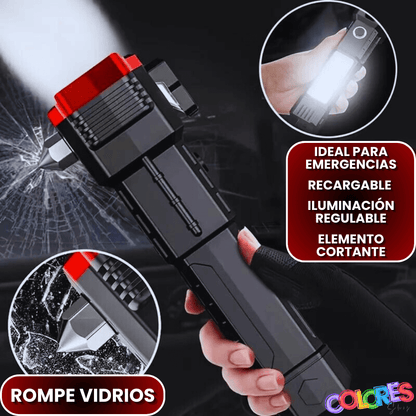 Linterna Táctica Multiuso 4 en 1 - Recargable y de Emergencia