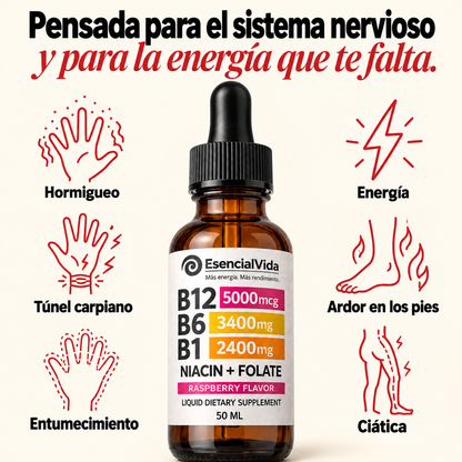 Fórmula B - Complejo B12 B6 B1 Sublingual para Sistema nervioso y Energia
