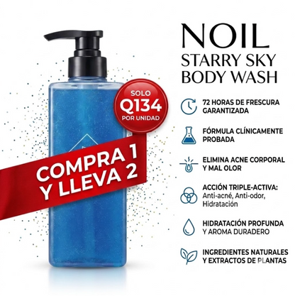(SUPER 2X1) NOIL Aquablue Body Wash Dual Acid + Probiotics Fights Acne Oil & Itch