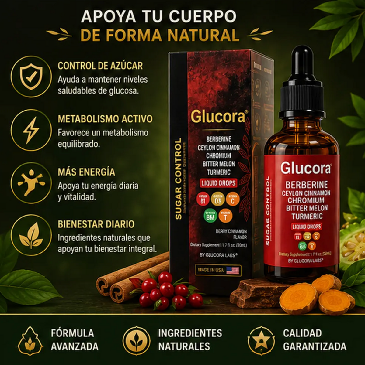 GLUCORA  ORIGINAL⚡ Dile adiós  al azúcar y diabetes.