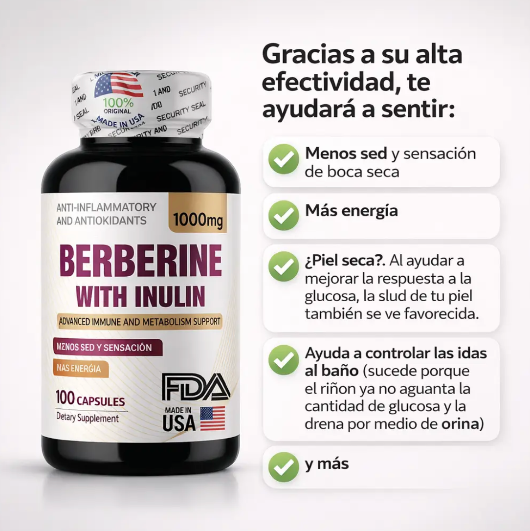 BERBERINE 1000mg - Apoyo al cuidado y control de la diabetes.
