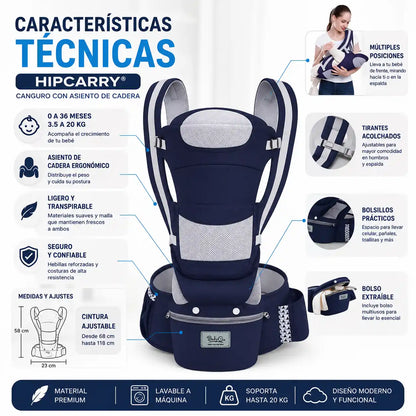 HipCarry® | Canguro Porta Bebé con Asiento de Cadera
