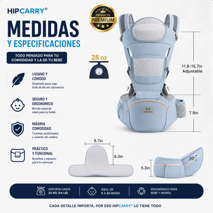 HipCarry® | Canguro Porta Bebé con Asiento de Cadera