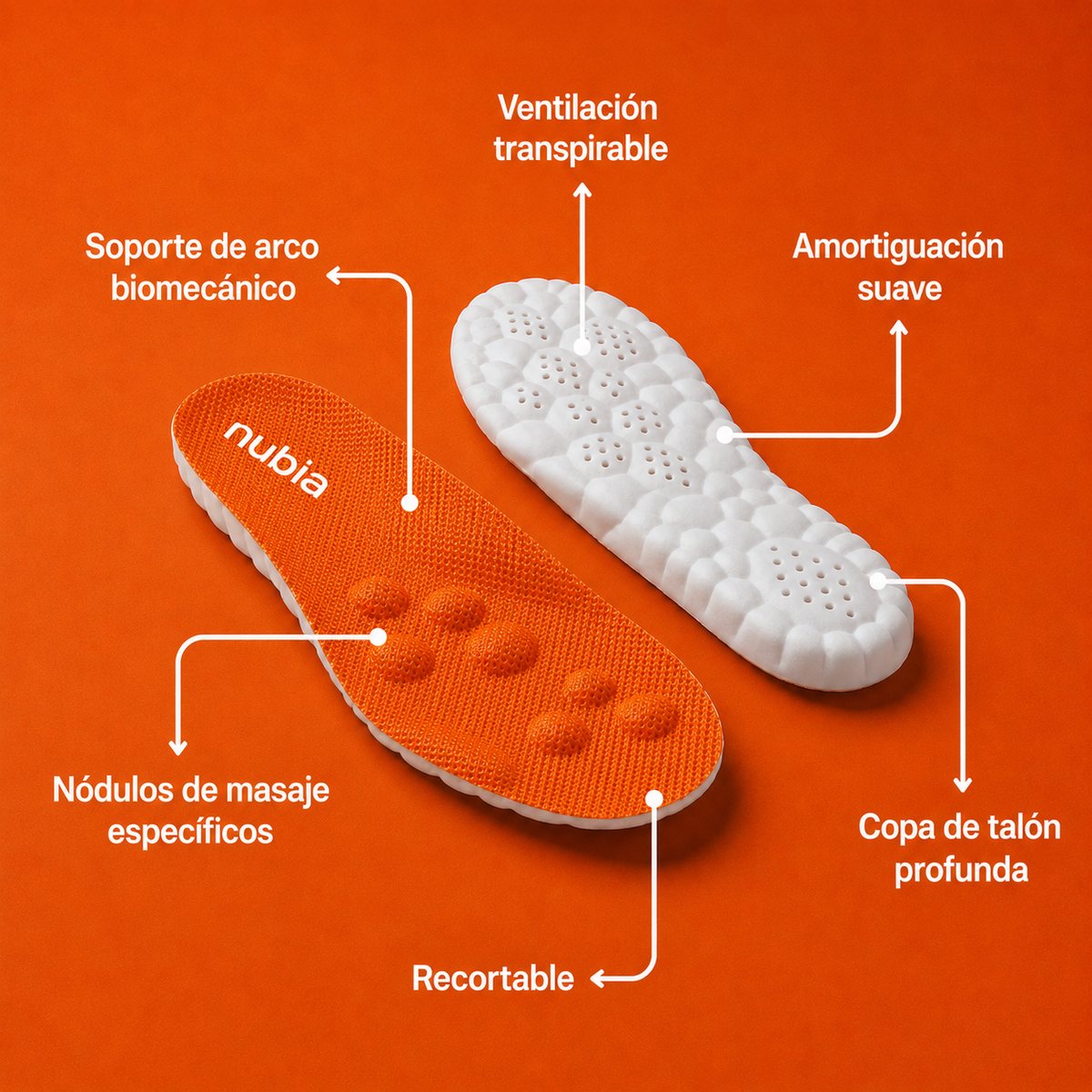 NubiaPro: Plantillas de Masaje y Soporte de Arco