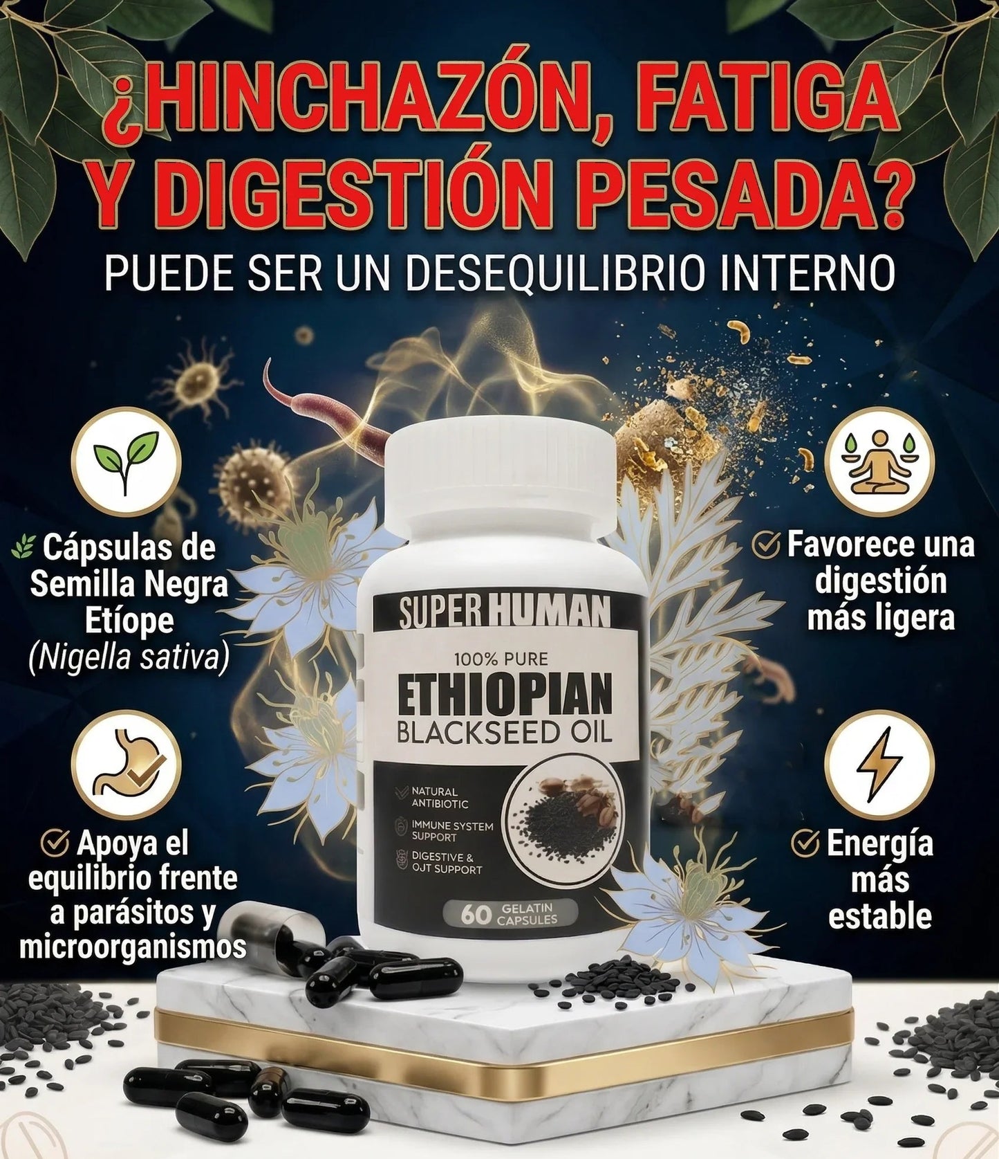 SEMILLA NEGRA ETÍOPE - Elimina Parásitos y apoyo avanzado para la Bienestar Diario