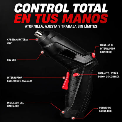 EifMaster® Taladro Destornillador Portátil Alemán + Kit 47 piezas y extensor GRATIS