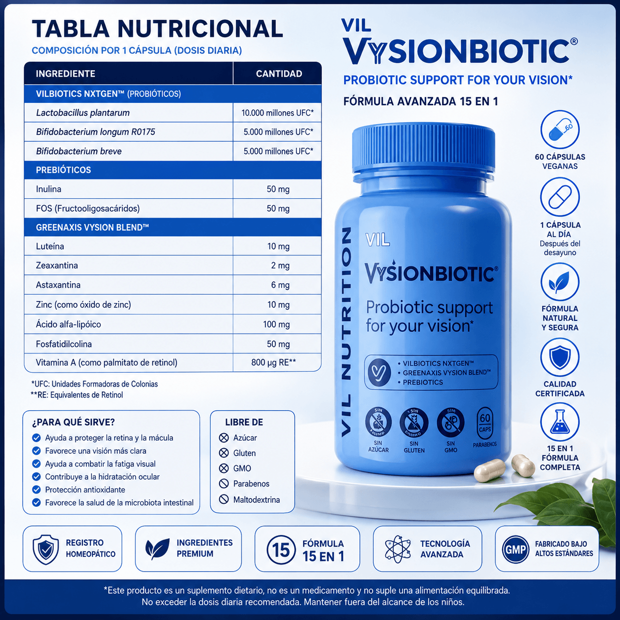 VIL Vysion®- 15 en 1 Fórmula avanzada para los ojos