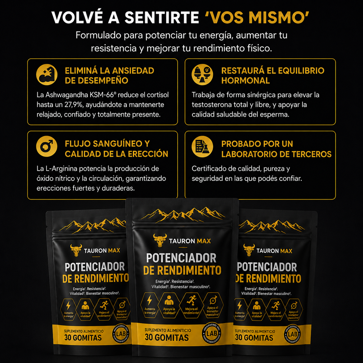 TauronMax™ | Gomitas para mejorar el rendimiento masculino 8 en 1