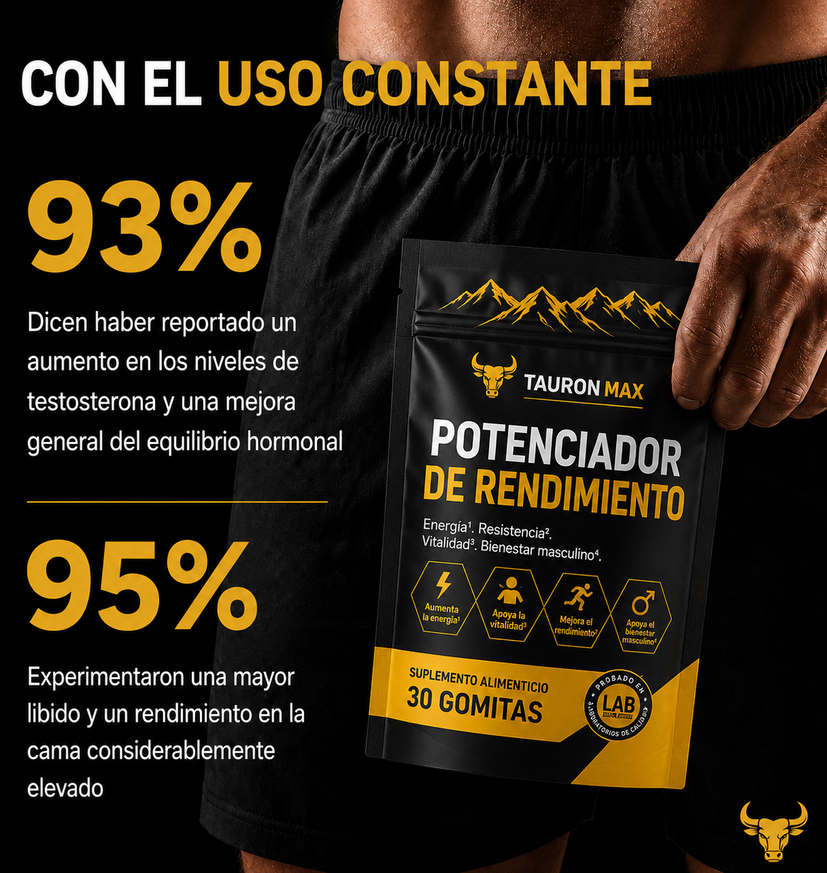 TauronMax™ | Gomitas para mejorar el rendimiento masculino 8 en 1